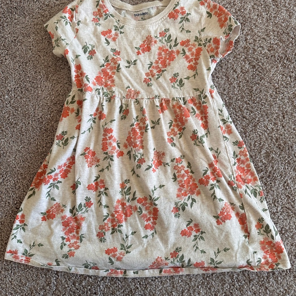 Floral Kids Dress in Cream and Red